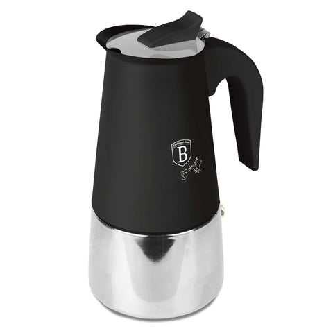  BH/8912, Cafetera de 6 tazas APTA PARA INDUCCIÓN, Negro Mate, Cafetera, Cafetera de acero inoxidable, Cafetera moka, Moka Express, Electrodomésticos de cocina