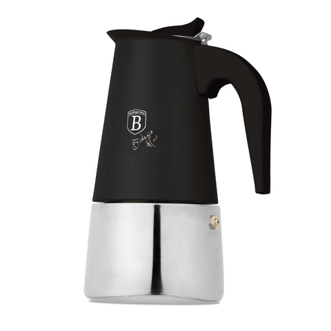  BH/8912, Cafetera de 6 tazas APTA PARA INDUCCIÓN, Negro Mate, Cafetera, Cafetera de acero inoxidable, Cafetera moka, Moka Express, Electrodomésticos de cocina