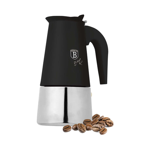  BH/8912, Cafetera de 6 tazas APTA PARA INDUCCIÓN, Negro Mate, Cafetera, Cafetera de acero inoxidable, Cafetera moka, Moka Express, Electrodomésticos de cocina