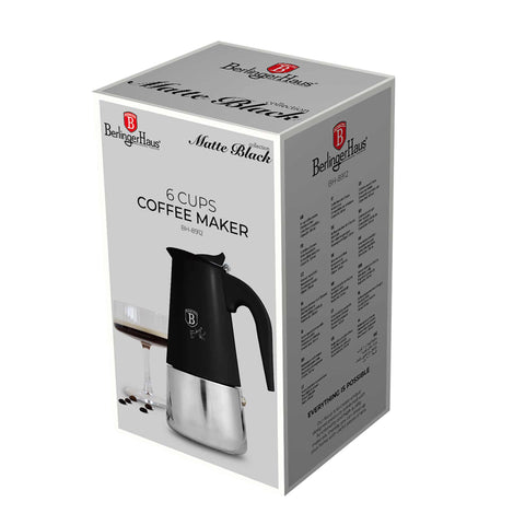  BH/8912, Cafetera de 6 tazas APTA PARA INDUCCIÓN, Negro Mate, Cafetera, Cafetera de acero inoxidable, Cafetera moka, Moka Express, Electrodomésticos de cocina