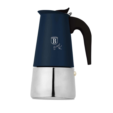  BH/8913, Cafetera de 6 tazas APTA PARA INDUCCIÓN, Azul Mate, Cafetera, Cafetera de acero inoxidable, Cafetera moka, Moka Express, Electrodomésticos de cocina