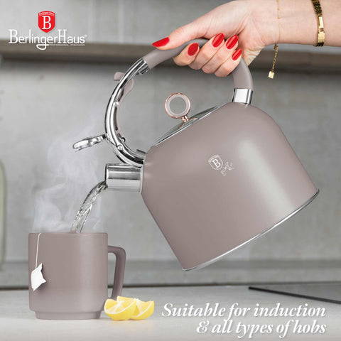  BH/8914, Hervidor con tapa de cristal 3,0L APTO PARA INDUCCIÓN, Topo Mate, Hervidor con tapa de cristal