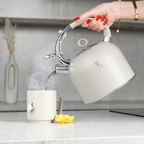  BH/8915, Hervidor con tapa de cristal 3,0L APTO PARA INDUCCIÓN, Crema Mate, Hervidor con tapa de cristal