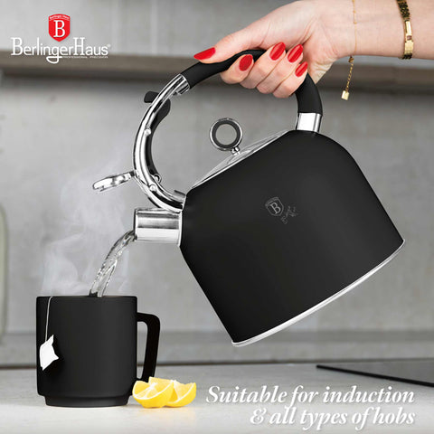  BH/8916, Hervidor con tapa de cristal 3,0L APTO PARA INDUCCIÓN, Negro Mate, Hervidor con tapa de cristal