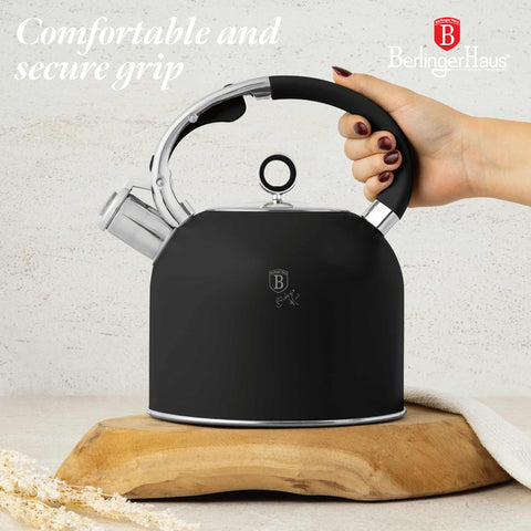  BH/8916, Hervidor con tapa de cristal 3,0L APTO PARA INDUCCIÓN, Negro Mate, Hervidor con tapa de cristal