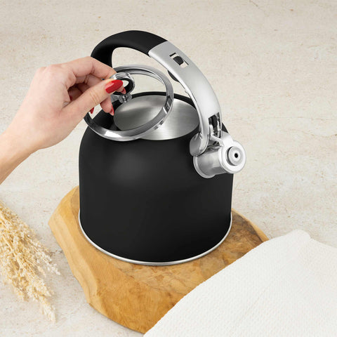  BH/8916, Hervidor con tapa de cristal 3,0L APTO PARA INDUCCIÓN, Negro Mate, Hervidor con tapa de cristal