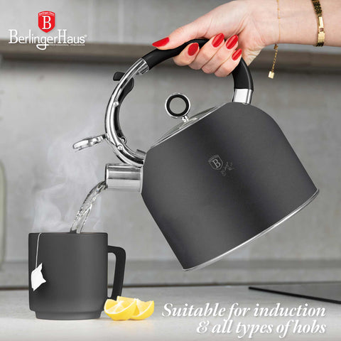  BH/8917, Hervidor con tapa de cristal 3,0L APTO PARA INDUCCIÓN, Antracita Mate, Hervidor con tapa de cristal
