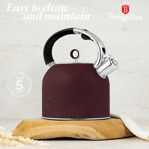  BH/8919, Hervidor con tapa de cristal 3,0L APTO PARA INDUCCIÓN, Burdeos Mate, Hervidor con tapa de cristal