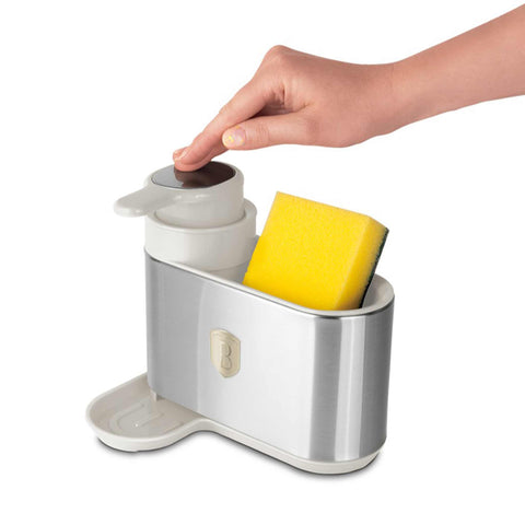 Product image of Soap dispenser. Part of the Sahara Collection . Features: • Material: stainless steel, plastic • Size: 15,8*12,7*17,8 cm • Color: matt cream. (Studio view). Official Berlinger Haus product, boosted by Promintra sl.