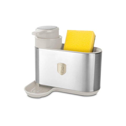 Product image of Soap dispenser. Part of the Sahara Collection . Features: • Material: stainless steel, plastic • Size: 15,8*12,7*17,8 cm • Color: matt cream. (Studio view). Official Berlinger Haus product, boosted by Promintra sl.
