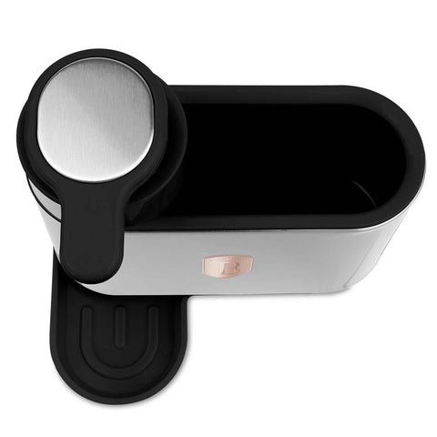 Product image of Soap dispenser. Part of the Black Rose Collection . Features: • Material: stainless steel, plastic • Size: 15,8*12,7*17,8 cm • Color: black- rose gold. (Studio view). Official Berlinger Haus product, boosted by Promintra sl.