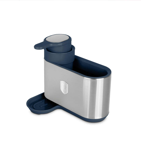 Product image of Soap dispenser. Part of the Deep Sea Collection . Features: • Material: stainless steel, plastic • Size: 15,8*12,7*17,8 cm • Color: matt blue. (Studio view). Official Berlinger Haus product, boosted by Promintra sl.