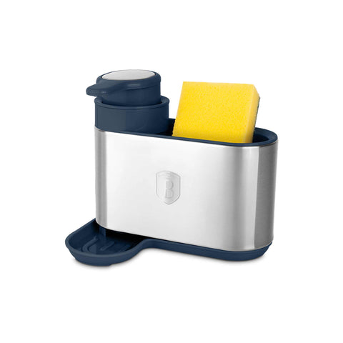 Product image of Soap dispenser. Part of the Deep Sea Collection . Features: • Material: stainless steel, plastic • Size: 15,8*12,7*17,8 cm • Color: matt blue. (Studio view). Official Berlinger Haus product, boosted by Promintra sl.