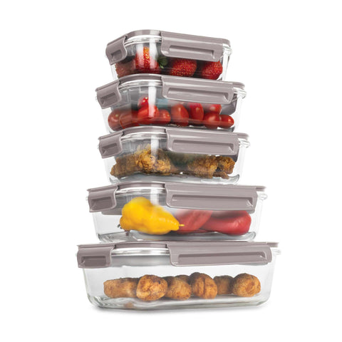  BH/8938, juego de 5 recipientes de vidrio para alimentos, vidrio, recipiente para alimentos, recipiente de vidrio para alimentos, caja para alimentos, almacenamiento de alimentos