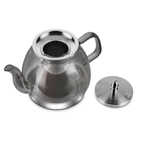 BH/8944, Bule de Vidro com Filtro 1,2L ADEQUADO PARA FOGÃO DE INDUÇÃO, Aço Inoxidável, Bule, Bule de Vidro