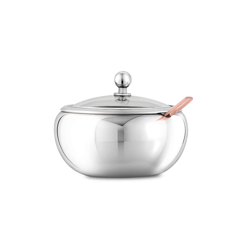  BH/8947, Azucarero redondo con tapa de cristal, Acero inoxidable, Azucarero