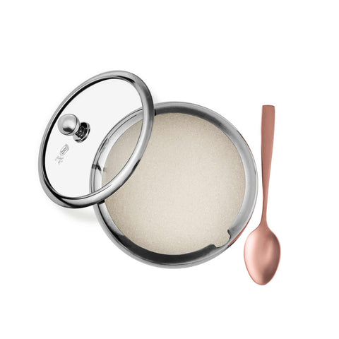  BH/8947, Azucarero redondo con tapa de cristal, Acero inoxidable, Azucarero