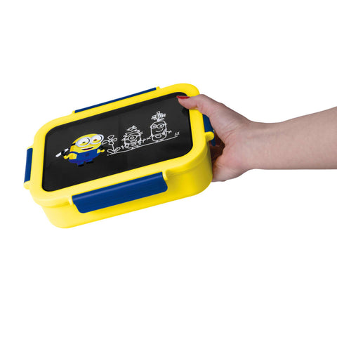 Product image of Lunch box. Part of the Minions Collection . Features: • Material: plastic, silicone • Capacity: • 24*18 cm, 1320 ml • Color: yellow- blue. (Studio view). Official Berlinger Haus product, boosted by Promintra sl.