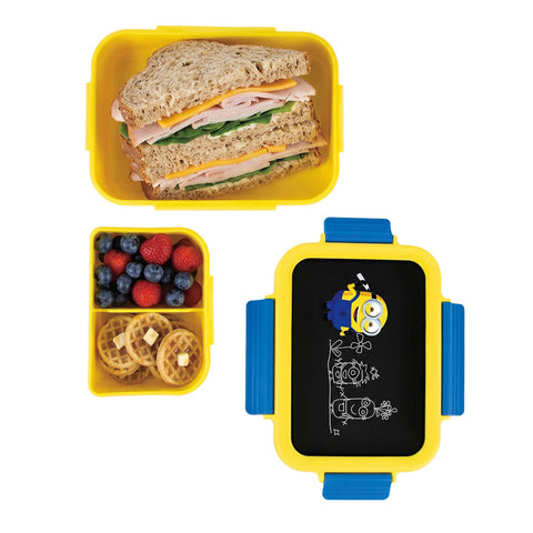 Product image of Lunch box. Part of the Minions Collection . Features: • Material: plastic, silicone • Capacity: • 24*18 cm, 1320 ml • Color: yellow- blue. (Studio view). Official Berlinger Haus product, boosted by Promintra sl.