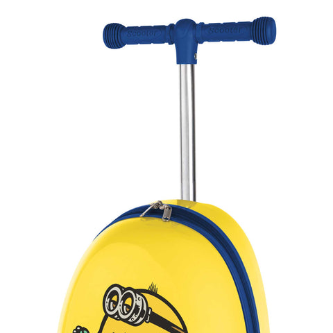 Product image of Scooter with suitcase. Part of the Minions Collection . Features: • Material: plastic, iron, polyester • 3-wheel stability • Scooter design • Two-way zippers • Comfortable grip • Adjustable height: 60-75 cm (handl.... (Studio view). Official Berlinger Haus product, boosted by Promintra sl.