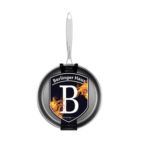 Product image of Pancake pan 26cm. Part of the Eternal Collection . Features: • Material: stainless steel with laser-cut surface • Size: 26*2,65 cm REGISTERED DESIGN BY BERLINGER HAUS!. (Studio view). Official Berlinger Haus product, boosted by Promintra sl.
