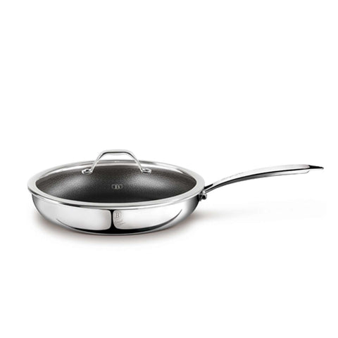 Product image of Frypan with lid 28cm. Part of the Eternal Collection . Features: • Material: stainless steel with laser-cut surface • Size: 28*5,5 cm 2,4L REGISTERED DESIGN BY BERLINGER HAUS!. (Studio view). Official Berlinger Haus product, boosted by Promintra sl.