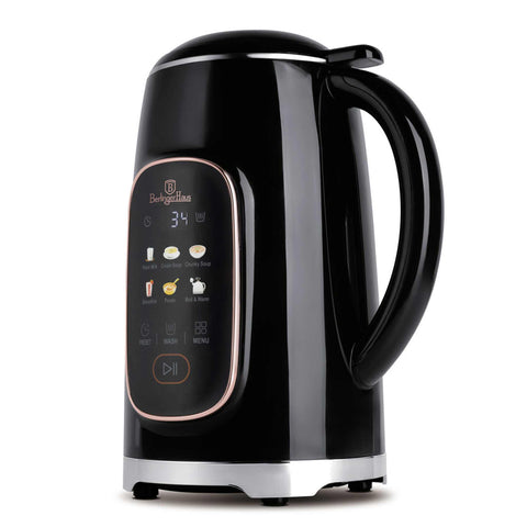 Product image of Soymilk and soup maker 1,2L. Part of the Black Rose Collection . Features: • Material: stainless steel, plastic • Max capacity: 1200 ml • Voltage: 220-240V, 50/60Hz • Heating power: 800-950W • Blending power 250W • Accesso.... (Studio view). Official Berlinger Haus product, boosted by Promintra sl.