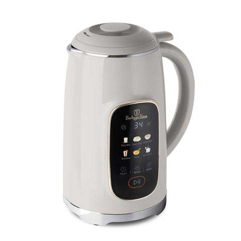 Product image of Soymilk and soup maker 1,2L. Part of the Sahara Collection . Features: • Material: stainless steel, plastic • Max capacity: 1200 ml • Voltage: 220-240V, 50/60Hz • Heating power: 800-950W • Blending power 250W • Accesso.... (Studio view). Official Berlinger Haus product, boosted by Promintra sl.