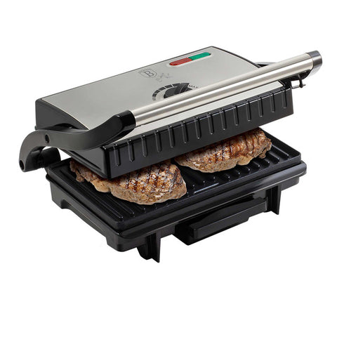  BH/9059, Parrilla eléctrica con bandeja recogedora de aceite, acero inoxidable, parrilla eléctrica a., eléctrica, parrilla eléctrica de mesa, parrilla de interior, parrilla de contacto