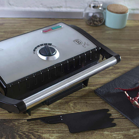  BH/9059, Parrilla eléctrica con bandeja recogedora de aceite, acero inoxidable, parrilla eléctrica a., eléctrica, parrilla eléctrica de mesa, parrilla de interior, parrilla de contacto