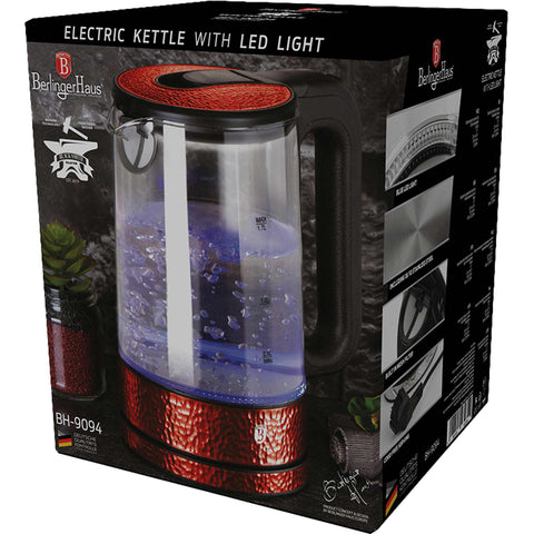  BH/9094, Hervidor eléctrico de vidrio, Borgoña, Rojo, Hervidor eléctrico f., Eléctrico, Electrodomésticos de cocina, Hervidor