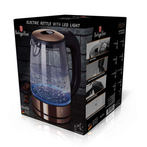 BH/9118, Hervidor eléctrico de vidrio, Oro rosa, Hervidor eléctrico b., Eléctrico, Electrodomésticos de cocina, Hervidor