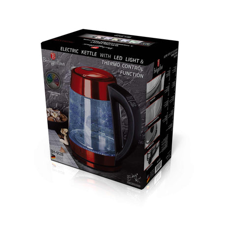  BH/9128, Hervidor eléctrico de vidrio, Borgoña, Rojo, Hervidor eléctrico d., Eléctrico, Electrodomésticos de cocina, Hervidor