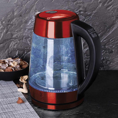  BH/9128, Hervidor eléctrico de vidrio, Borgoña, Rojo, Hervidor eléctrico d., Eléctrico, Electrodomésticos de cocina, Hervidor
