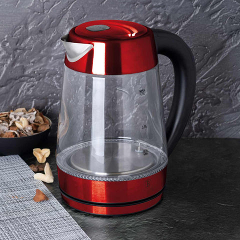  BH/9128, Hervidor eléctrico de vidrio, Borgoña, Rojo, Hervidor eléctrico d., Eléctrico, Electrodomésticos de cocina, Hervidor