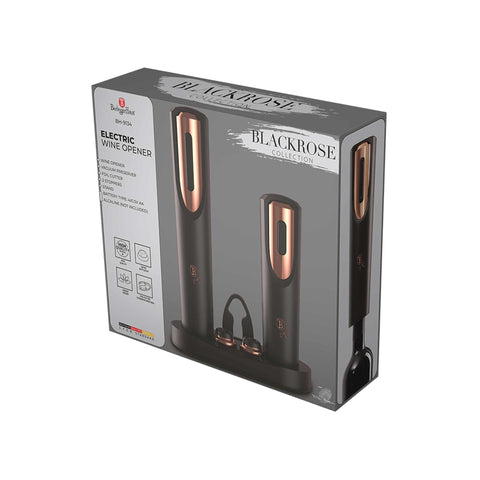 BH/9134, Juego de abridor de vino eléctrico 6 en 1, negro, oro rosa, abridor de vino, eléctrico/a batería, utensilio de cocina, juego de abridor de vino eléctrico, Embalaje del producto.