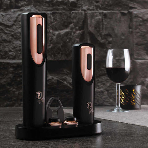 Abridor de vino eléctrico, aparato de cocina, abridor de vino a batería, negro, oro rosa, BH/9134