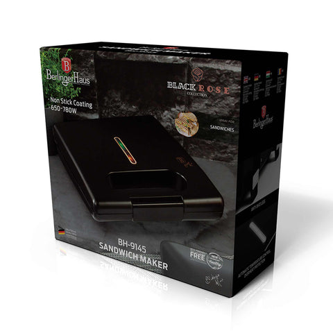 BH/9145, Sandwichera, Negro, Oro Rosa, Sandwichera eléctrica, Gofrera, Parrilla eléctrica, Prensa para panini, Panini Maker