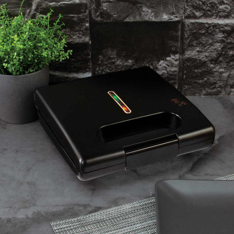 BH/9145, Sandwichera, Negro, Oro Rosa, Sandwichera eléctrica, Gofrera, Parrilla eléctrica, Prensa para panini, Panini Maker
