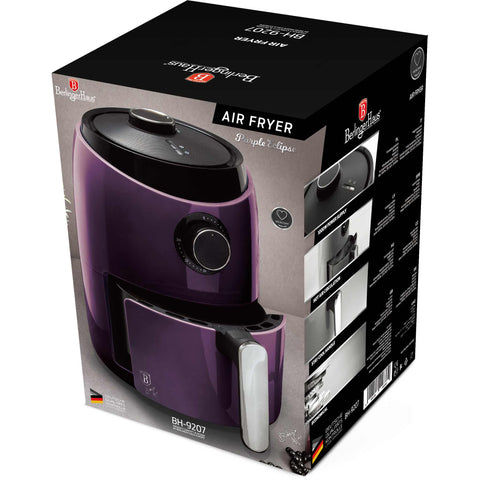  BH/9207, Mini freidora de aire de 1,6 l, color morado, mini freidora de aire, eléctrica, freidora de aire, freidora sin aceite, electrodomésticos de cocina, freidora de aire