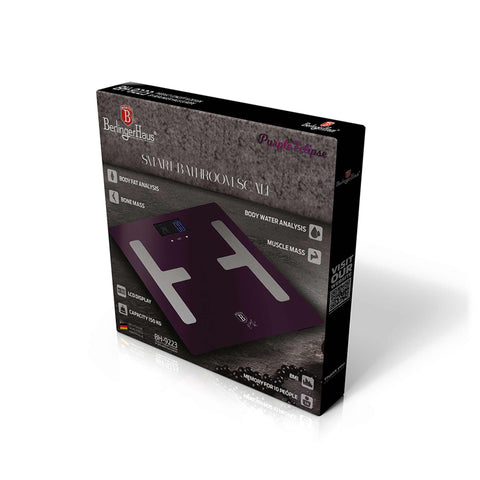 BH/9223, Báscula digital de baño BODYFAT, capacidad 180 kg, color morado, báscula de baño eléctrica/batería, báscula de baño digital, báscula de grasa corporal, accesorios de cocina, báscula de baño