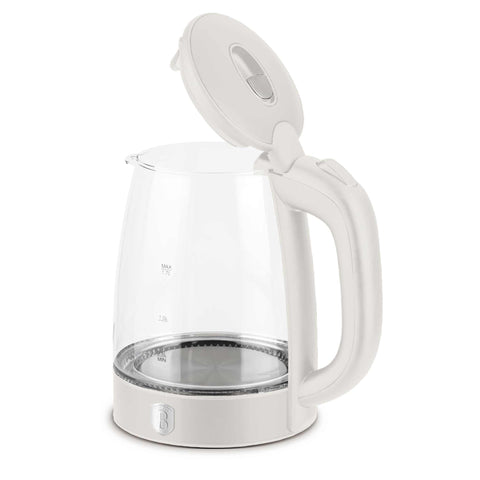 Product image of Electric glass kettle. Part of the Sahara Collection . Features: • Material: stainless steel, borosilicate glass and plastic • Capacity: 1,7L • Voltage: 220-240V,50/60Hz • Power: 1850-2200W • Size: 22,3*16,1*24,2.... (Studio view). Official Berlinger Haus product, boosted by Promintra sl.