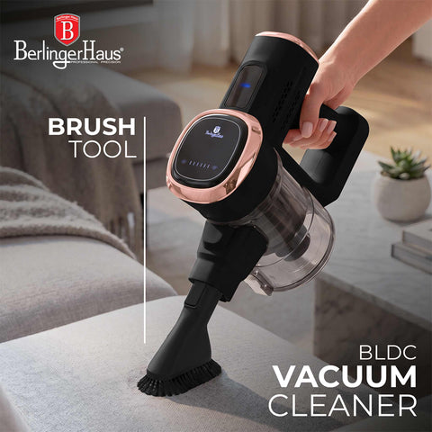Product image of Vacuum cleaner with BLDC motor (5x stronger motor). Part of the Black Rose Collection . Features: THE BEST SELLING ITEM IN AMAZON! • Voltage: 25,2 V (Li-ION battery) • 300 W • BLDC motor (5x stronger motor) - Vacuum >25Kpa super powerful suction.... (Studio view). Official Berlinger Haus product, boosted by Promintra sl.