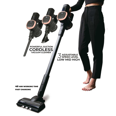 Product image of Vacuum cleaner with BLDC motor (5x stronger motor). Part of the Black Rose Collection . Features: THE BEST SELLING ITEM IN AMAZON! • Voltage: 25,2 V (Li-ION battery) • 300 W • BLDC motor (5x stronger motor) - Vacuum >25Kpa super powerful suction.... (Studio view). Official Berlinger Haus product, boosted by Promintra sl.