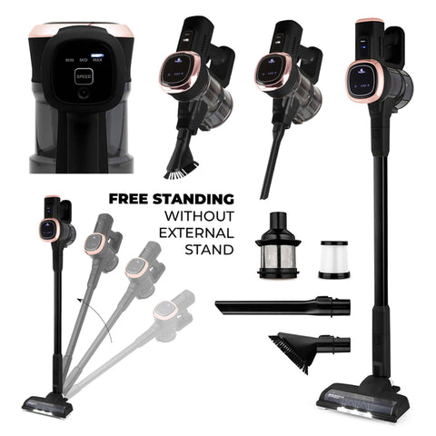 Product image of Vacuum cleaner with BLDC motor (5x stronger motor). Part of the Black Rose Collection . Features: THE BEST SELLING ITEM IN AMAZON! • Voltage: 25,2 V (Li-ION battery) • 300 W • BLDC motor (5x stronger motor) - Vacuum >25Kpa super powerful suction.... (Studio view). Official Berlinger Haus product, boosted by Promintra sl.