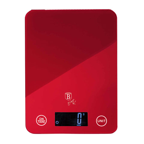  BH/9350, Báscula de cocina digital de vidrio, capacidad 5 kg, color burdeos, rojo, báscula de cocina a., eléctrica/batería, báscula de cocina digital, báscula, utensilios de cocina, báscula de cocina