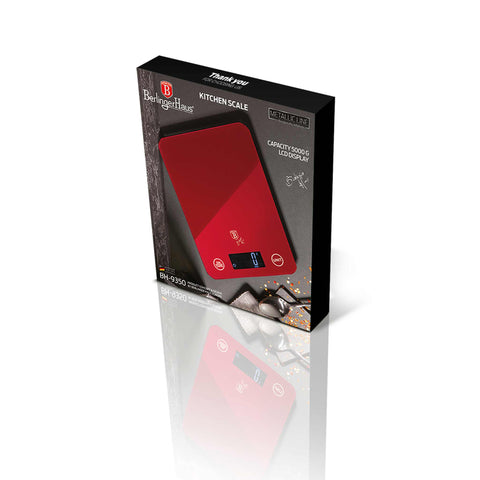  BH/9350, Báscula de cocina digital de vidrio, capacidad 5 kg, color burdeos, rojo, báscula de cocina a., eléctrica/batería, báscula de cocina digital, báscula, utensilios de cocina, báscula de cocina