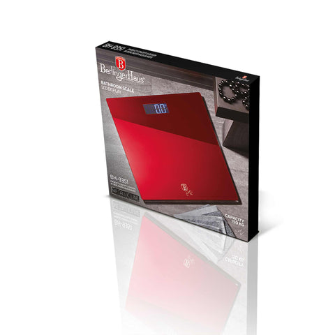  BH/9351, Báscula digital de baño de cristal, capacidad 150 kg, color burdeos, rojo, báscula de baño, eléctrica/batería, báscula digital de baño, utensilios de cocina