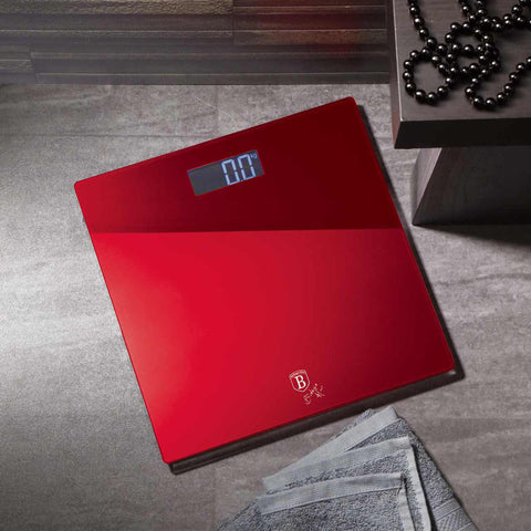  BH/9351, Báscula digital de baño de cristal, capacidad 150 kg, color burdeos, rojo, báscula de baño, eléctrica/batería, báscula digital de baño, utensilios de cocina