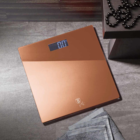  BH/9353, Báscula digital de baño de cristal con capacidad de 150 kg, oro rosa, báscula de baño, eléctrica/batería, báscula digital de baño, utensilios de cocina